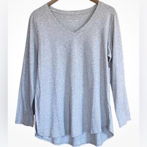 NWT Soft Surroundings Isabel Pima Long Sleeve Tunic Tee Light Heather Grey Gray